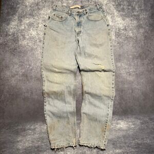 Vintage‎ GAP Loose Fit Light Wash Denim Jeans Men Size 34x34 Distressed Made USA